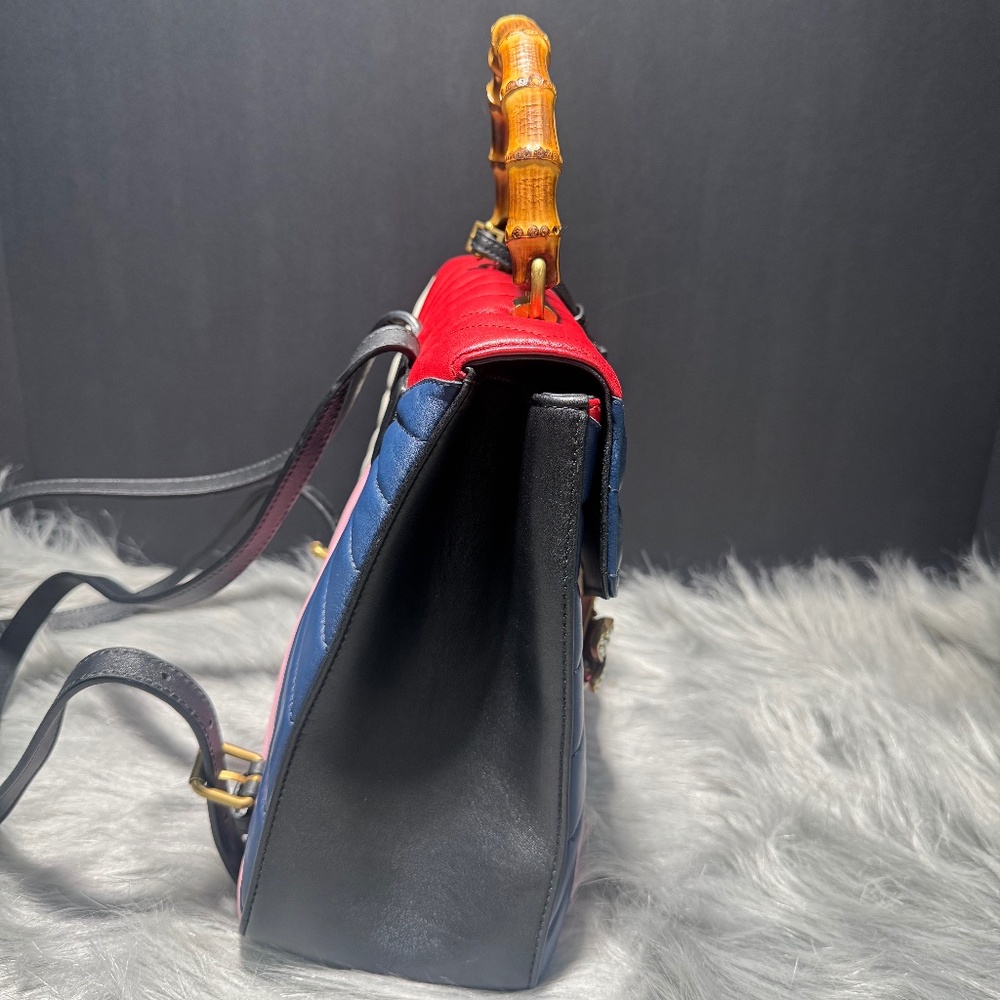 Gucci Queen Margaret Backpack Sac A Dos Multicolor & Bamboo handle~EUC - Picture 8 of 11